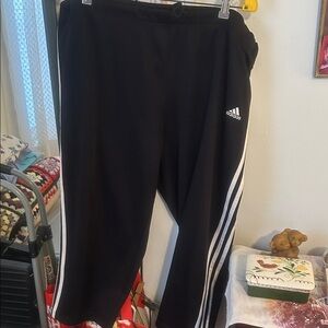 Adidas Kids Black Joggers with White Stripes